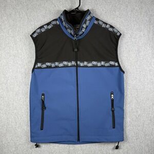 Copper River Kodiak Fleece Vest Mens Size Medium Alaska Bear Paws Black Blue